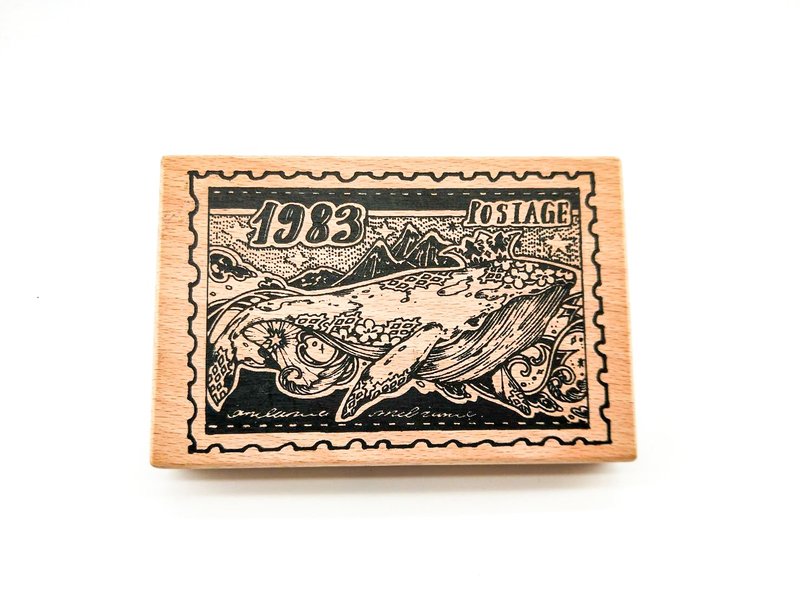 NO.S050W 鯨鯨.A Whale.A / 櫸木印章 Wood Rubber Stamp - 印章/印台 - 木頭 咖啡色