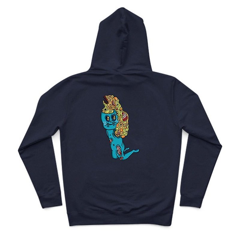 Kneeling Man-Navy Blue-Hooded Zip Jacket - Unisex Hoodies & T-Shirts - Cotton & Hemp Blue
