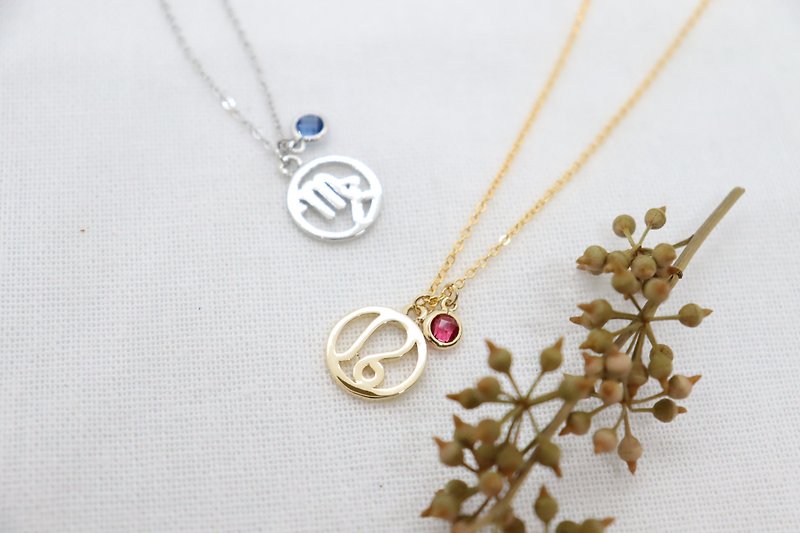 Constellation & Birthstone Minimalist Necklaces, Delicate Zodiac Signs Necklace - Necklaces - Copper & Brass 