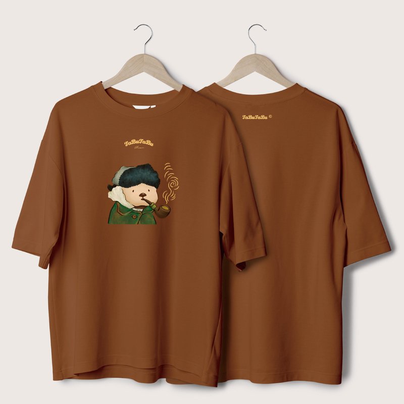 The Famous Painting Otter So Thick Pound T Van Gogh Otter (Brown) - เสื้อยืดผู้หญิง - ผ้าฝ้าย/ผ้าลินิน สีนำ้ตาล