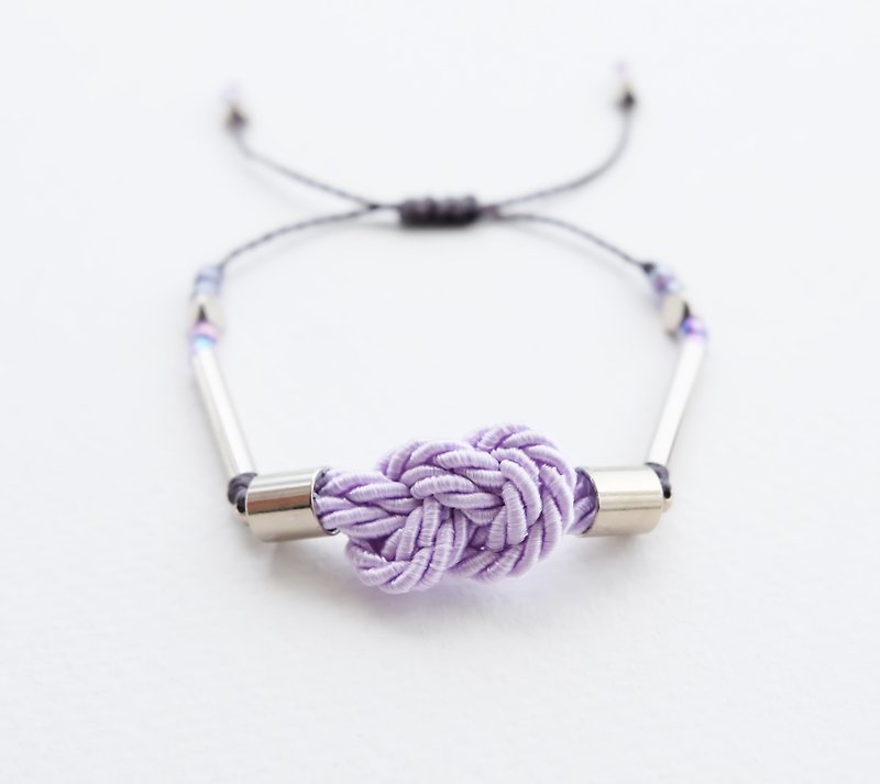 Infinity knot twisted rope in lilac adjustable bracelet - Bracelets - Polyester Purple