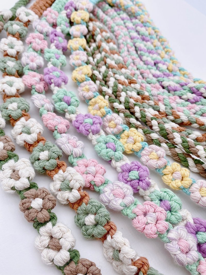 DIY material pack | Macrame woven flower phone lanyard | Adjustable | Spring inspiration color - Knitting, Embroidery, Felted Wool & Sewing - Cotton & Hemp Multicolor