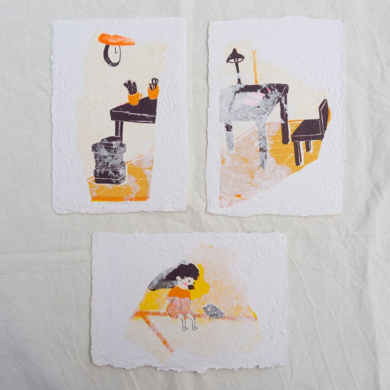 [Hand-painted/card set] I am a bird (1 set of 3 cards) - การ์ด/โปสการ์ด - กระดาษ ขาว