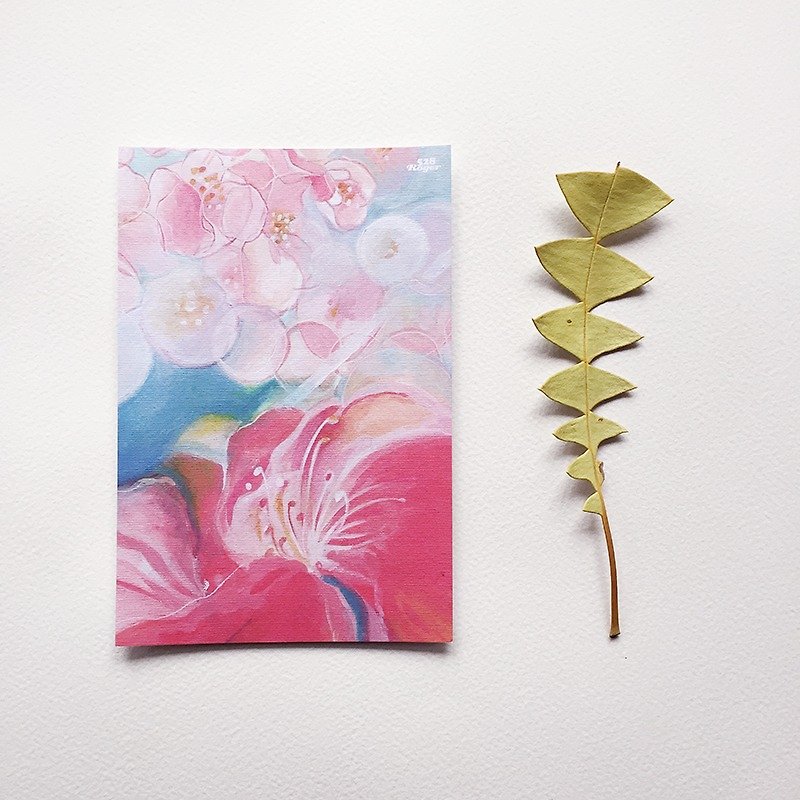 02 dark cherry blossom postcard - การ์ด/โปสการ์ด - กระดาษ สึชมพู