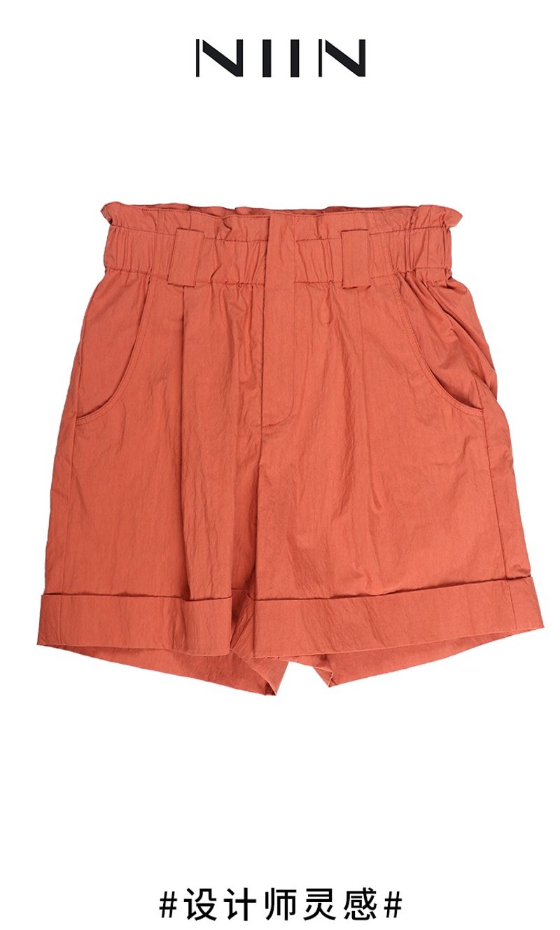 Brown ruffled casual wide-leg shorts - Women's Shorts - Other Materials Brown