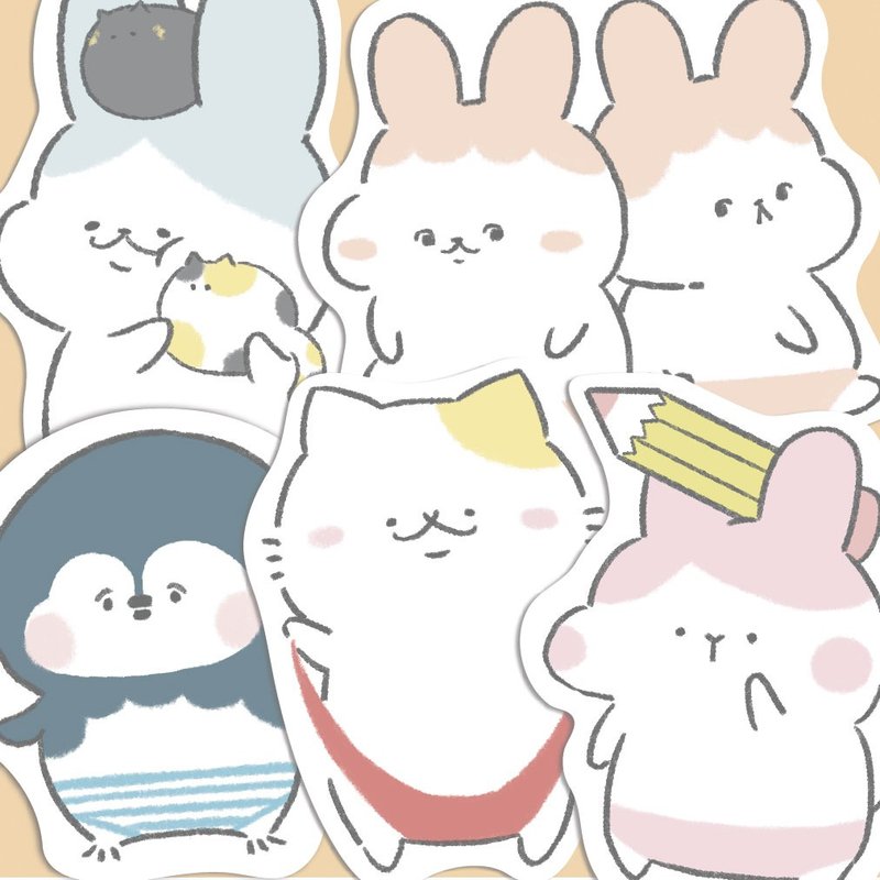 Underwear animal one-sided universal card various animals cat rabbit dog penguin postcard - Cards & Postcards - Paper Multicolor