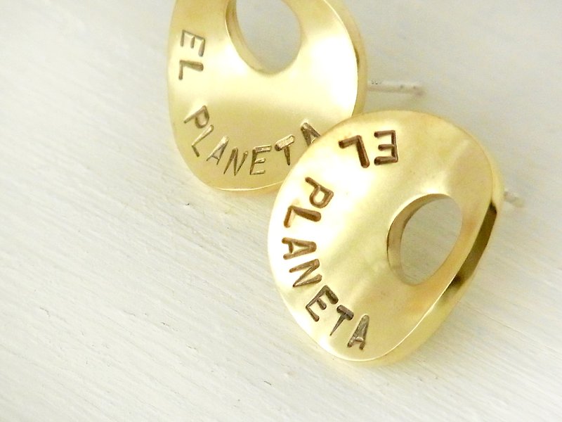 Planet earrings / brass - ต่างหู - ทองแดงทองเหลือง สีทอง