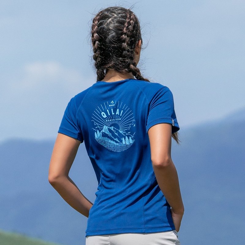 Ogle Women's Quick Dry ECO T-Shirt (Mt. Qilai North Peak) - Blue - Women's T-Shirts - Polyester Blue