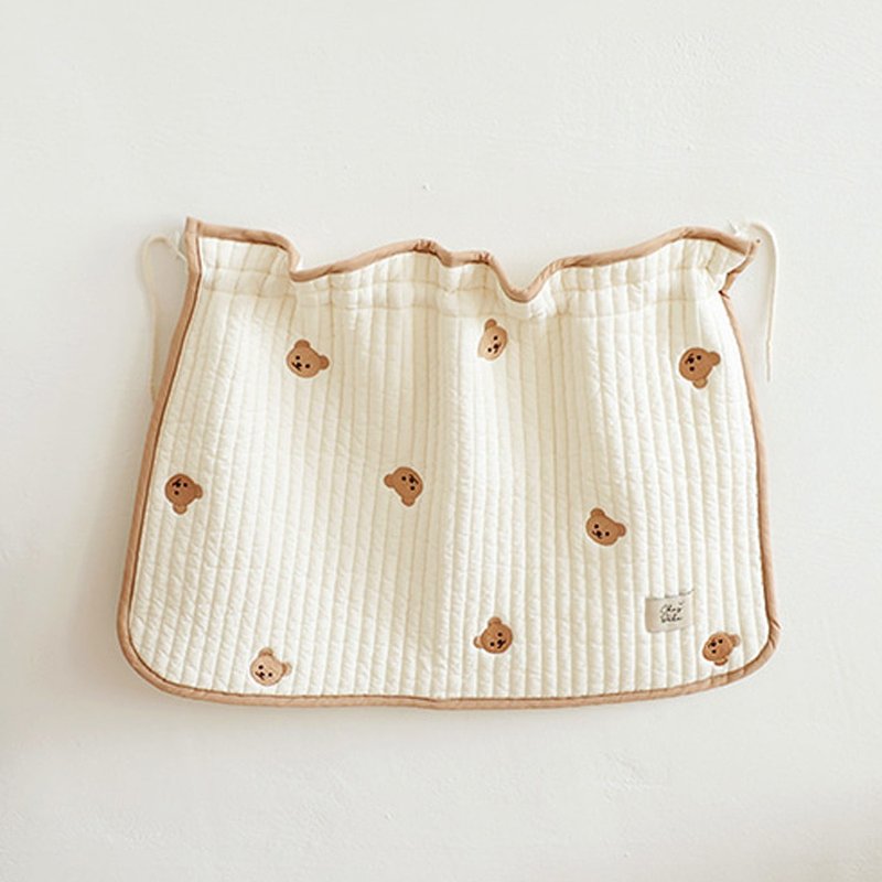 韓國Chezbebe 經典小熊刺繡汽車遮陽簾 - 嬰兒車/嬰兒推車 - 棉．麻 