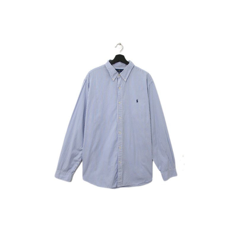 Back to Green-品牌襯衫 Polo藍白 直條紋 LP-20//vintage shirt - 男背心 - 棉．麻 