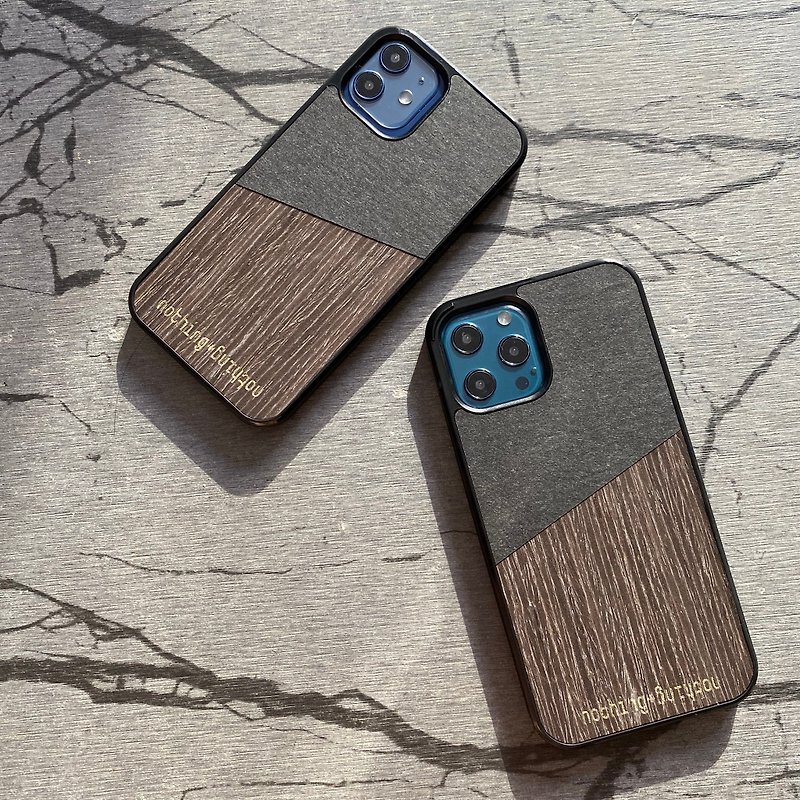 Hand made wood and kraft paper iPhone 12 mini /12 /12 Pro /12 Pro Max - Phone Cases - Wood Black