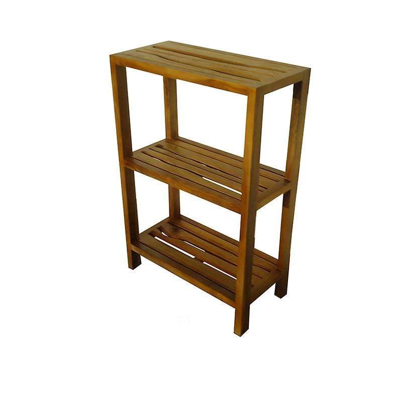 [Jidi City 100% teak furniture] HYSS139S1 teak three-layer open shelf storage rack - ชั้นวางหนังสือ - ไม้ สีนำ้ตาล