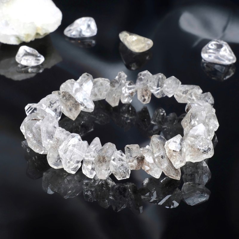 #463 一圖一物/閃靈鑽雙尖水晶手鍊 淨化心靈 天然石 高頻水晶 - 手鍊/手環 - 水晶 白色