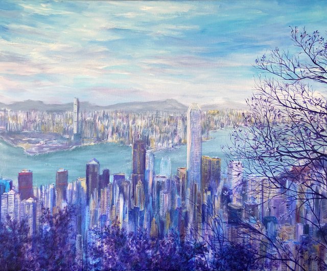 絵画、香港ビクトリアパーク 絵画、香港ビクトリアパーク