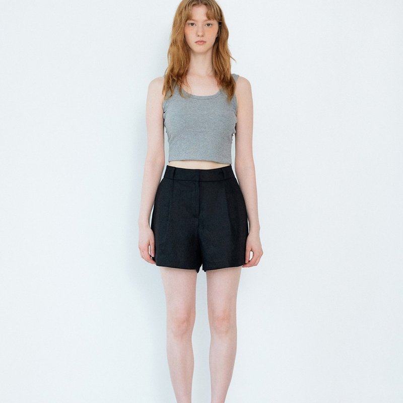 Korea sisterhood, Basic Linen Short Pants - Black - 女短褲/五分褲 - 棉．麻 黑色
