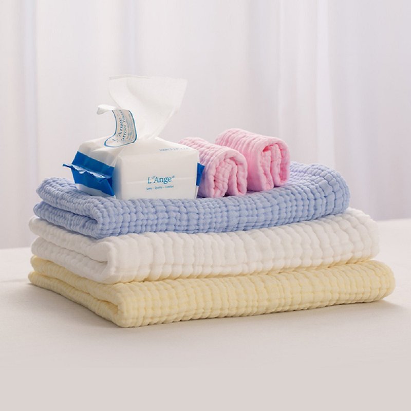 L'Ange 棉之境 3層6層9層純棉紗布浴巾蓋毯嬰兒包巾擦髮巾小方巾 - 毛巾浴巾 - 棉．麻 多色