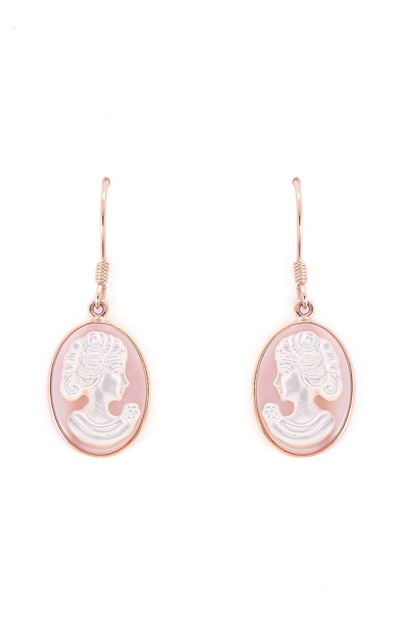 Princess Collection - S925 Silver Plated Rose Gold With White MOP Earing 01 - Earrings & Clip-ons - Other Materials Pink