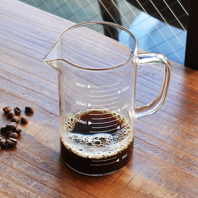 Steamed fifteen-year-old heat-resistant glass coffee cup measuring kettle with scale - 500ml, graduation and teacher gift - เครื่องทำกาแฟ - แก้ว สีใส