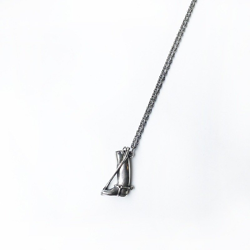 British 925 Silver Riding Boots Necklace | 925 Silver British Seiko Handmade Necklace - Necklaces - Sterling Silver Silver