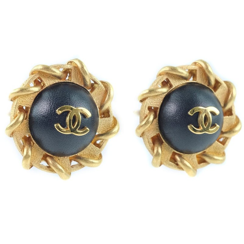 【日本直送】シャネル CHANEL ココマーク イヤリング 金メッキ × レザー ゴールド 94P 約24.1g レディース【中古】 - 耳環/耳夾/耳骨夾 - 其他金屬 金色