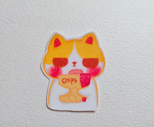 Chips Cat cute sticker journal sticker - Shop Gas Arts Studio
