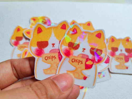 Chips Cat cute sticker journal sticker - Shop Gas Arts Studio Stickers -  Pinkoi