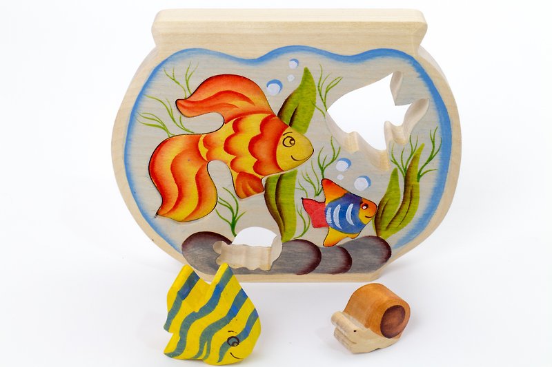 [Selected Gift] Chunmu Fairy Tale Russian Cube Puzzle Series: Aquarium - ของเล่นเด็ก - ไม้ สีแดง