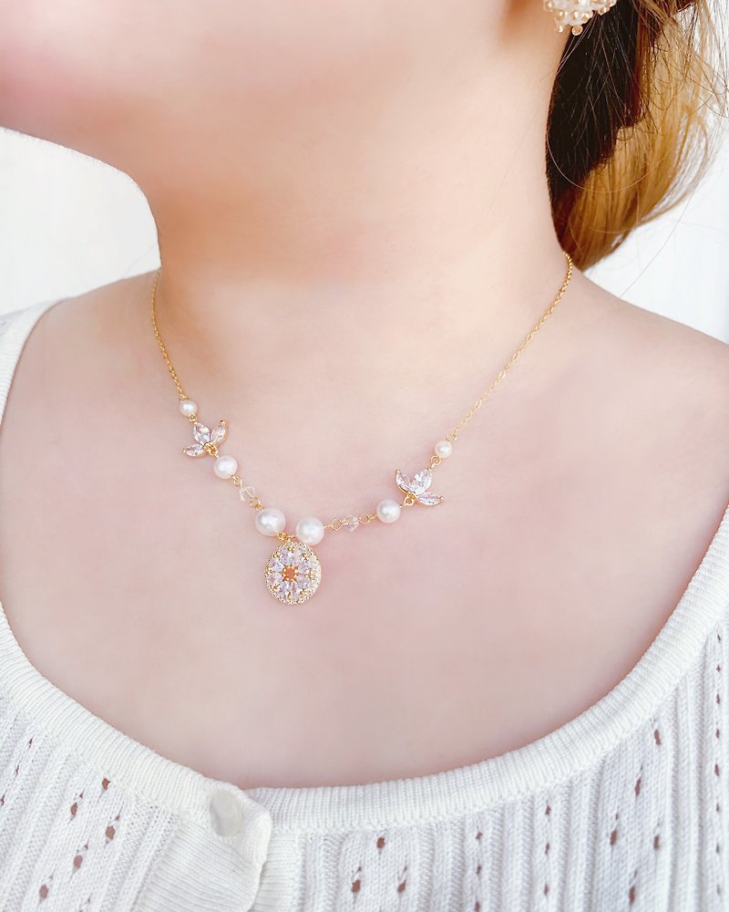 【925 Sterling Silver Gold Plated Freshwater Pearl Necklace】 | Daily·Wedding·Gift - Necklaces - Pearl Gold