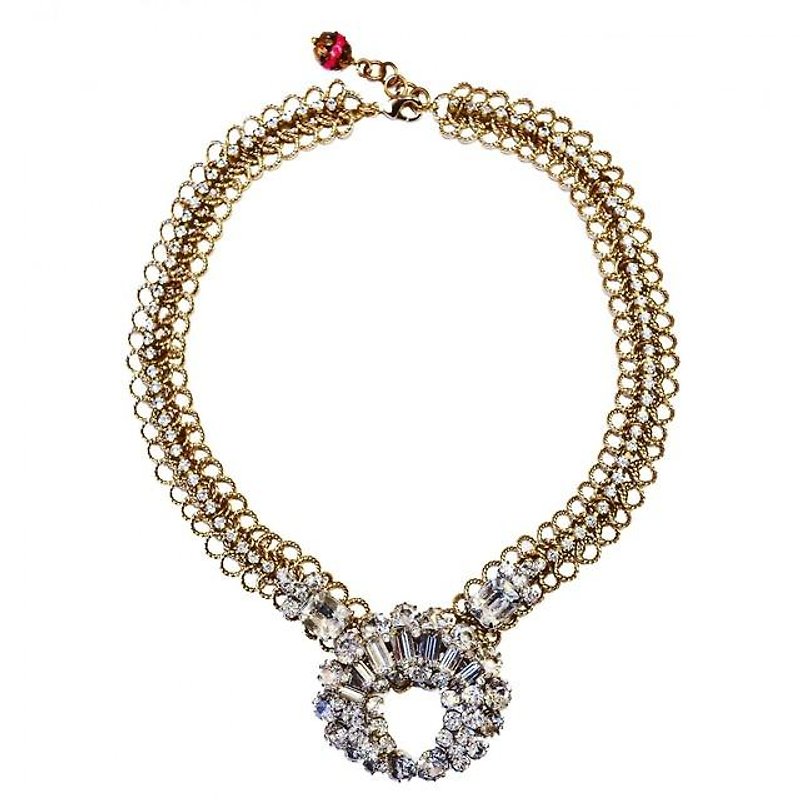 Vintage Legend necklace Round rhinestone statement necklace VLNL 03 - สร้อยคอ - โลหะ สีทอง
