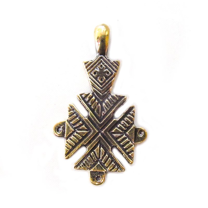 Handmade brass cross necklace pendant,handmade cross jewelry charm,ukraine cross - พวงกุญแจ - ทองแดงทองเหลือง สีทอง