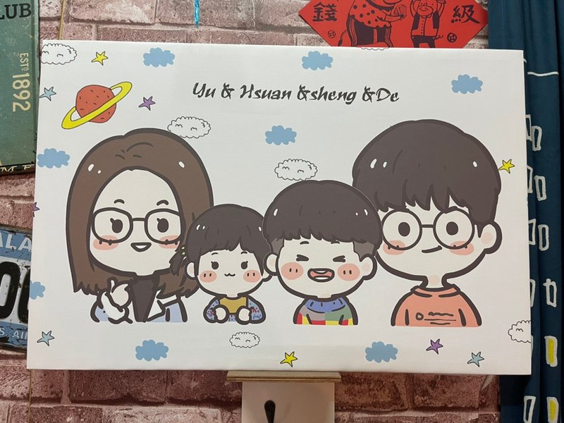 幸福小四口無框畫 孩子紀念禮物 房間擺飾  客製化禮物 居家擺飾 - 裝飾/擺設  - 其他材質 咖啡色
