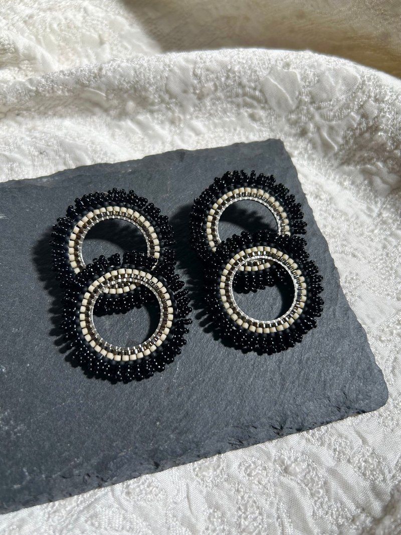 Large two-hoop earrings (black) - Earrings & Clip-ons - Other Materials Black