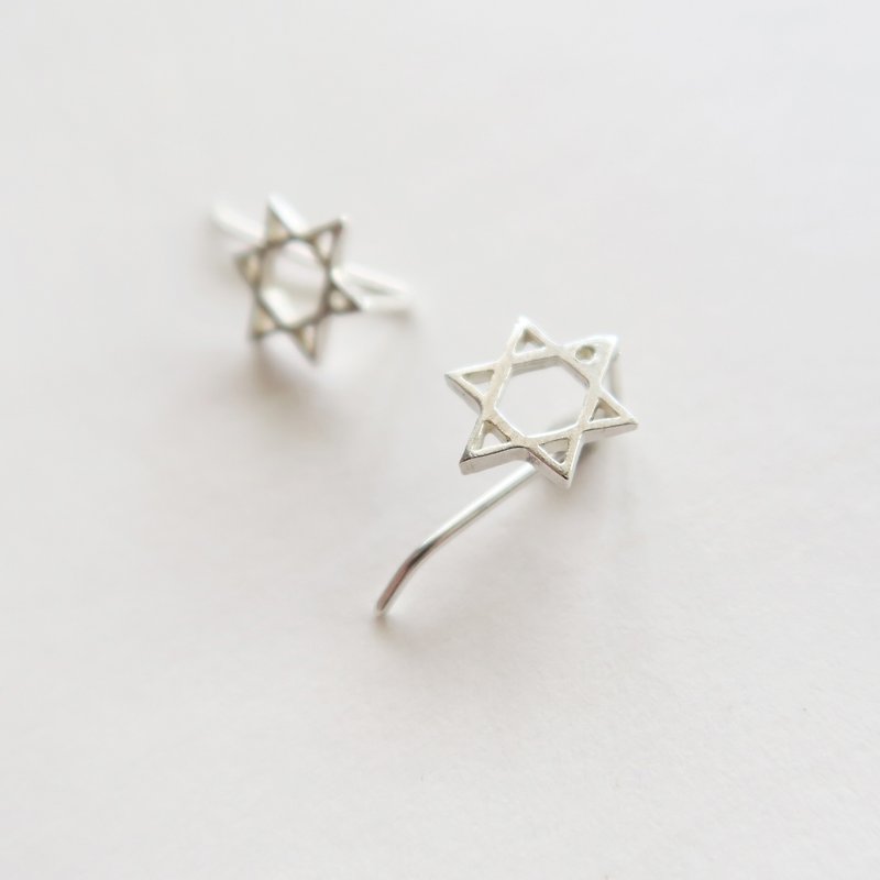 925 Silver Star Earrings-Sold as a Pair - ต่างหู - เงินแท้ ขาว