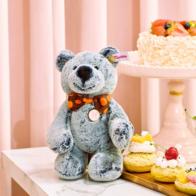 CANDY BEAR 十二星座熊系列 雙魚座 28cm 磁力雙手雪絨熊 - 公仔/玩偶 - 聚酯纖維 灰色