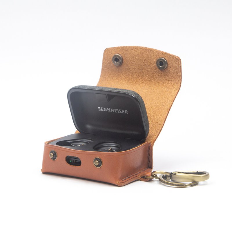 Engravable leather case for Sennheiser MOMENTUM True Wireless 3 earphones - Headphones & Earbuds - Genuine Leather Multicolor