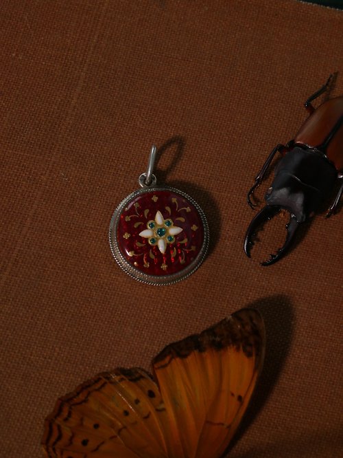 鑲珹古董珠寶 1890s 法國 地域性珠寶布列松琺瑯吊墜