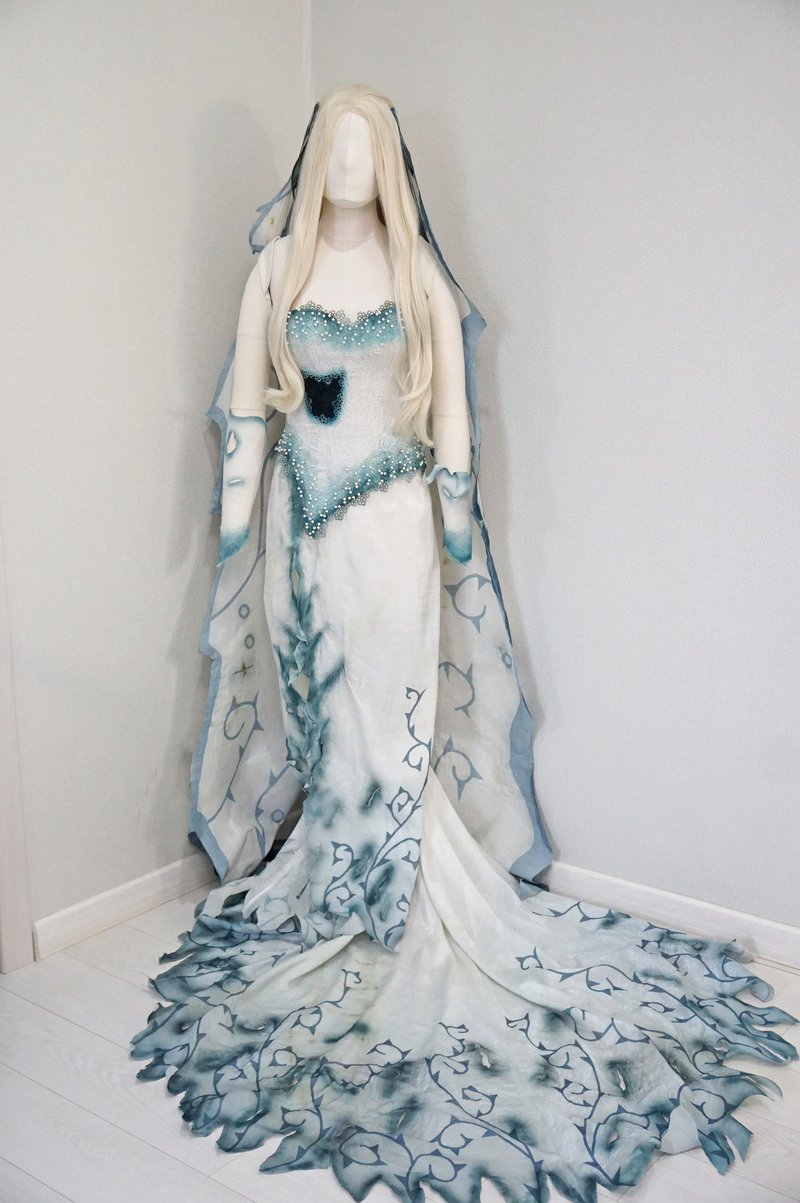 Corpse Bride Emily cosplay costume - Made to order - Evening Dresses & Gowns - Polyester White