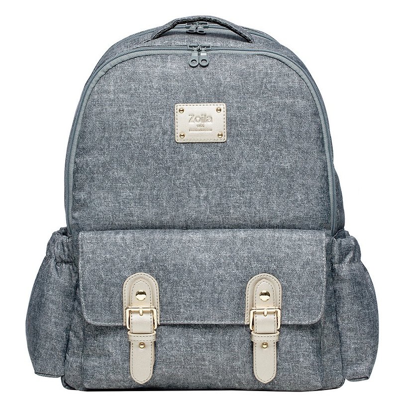 Super practical ~ partition storage for mother and baby items_grey blue tannin go go bag mother bag_backpack - Diaper Bags - Polyester Gray
