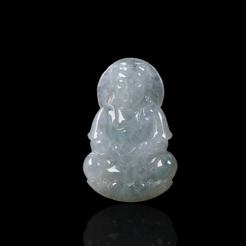 瓔珞翡翠 冰種翡翠寶瓶觀音菩薩項鍊 | 天然緬甸玉翡翠A貨 | 送禮