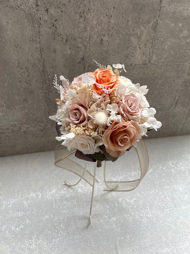 Japanese Elegant Round Preserved Flower Bouquet Dianhua Coupon - Dried Flowers & Bouquets - Plants & Flowers Orange