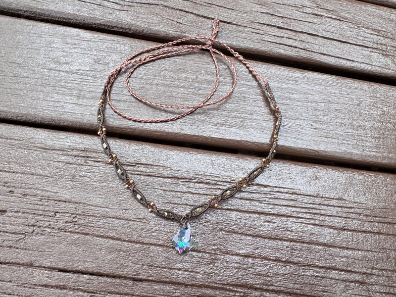 230901 Macrame Swarovski 編織 頸鍊 - 項鍊 - 半寶石 咖啡色