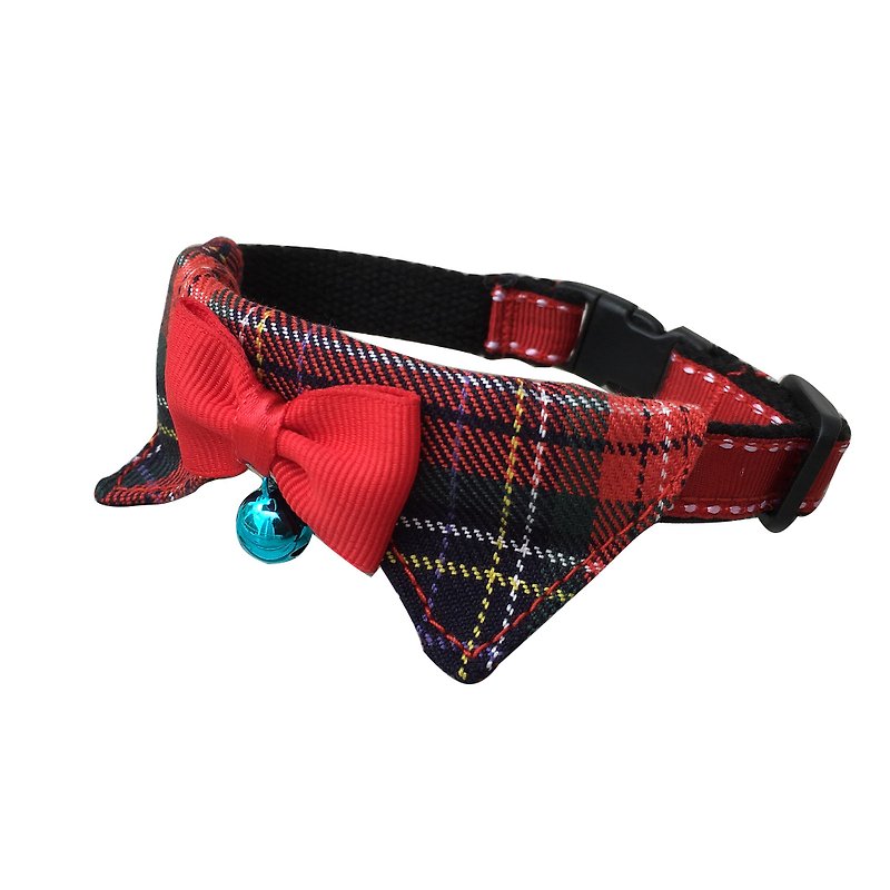 Cat collar collar scottish pattern - Collars & Leashes - Cotton & Hemp Red