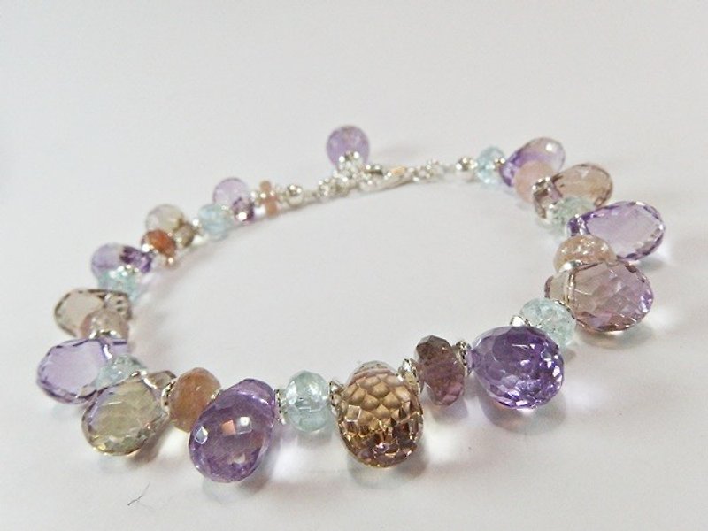 Shine my water droplets - Advanced Natural Ametrine + Biwa sterling silver bracelet Hong Kong original design - Bracelets - Gemstone Purple