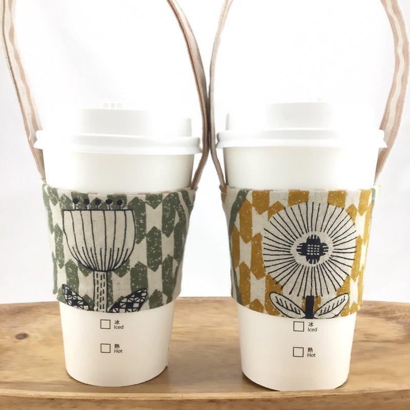 Flowers Wind Wrap - Drink Cup Sleeve Strap - Couples Ready to Tap - Fixed Straws - Beverage Holders & Bags - Cotton & Hemp 