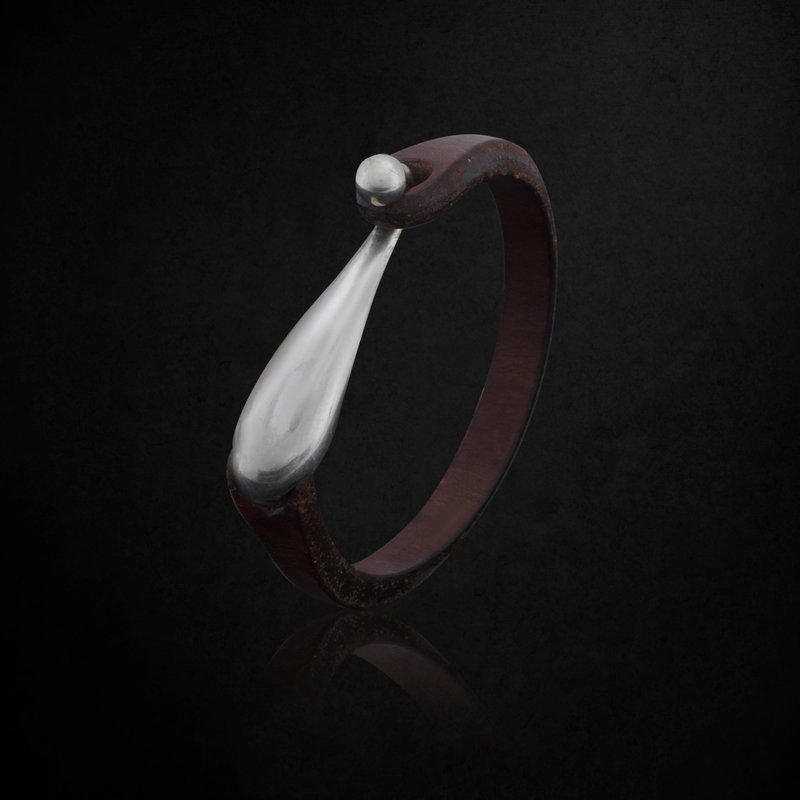 The Levant -  Leather and 925k Sterling Silver Bracelet for Men - 手鍊/手環 - 純銀 咖啡色