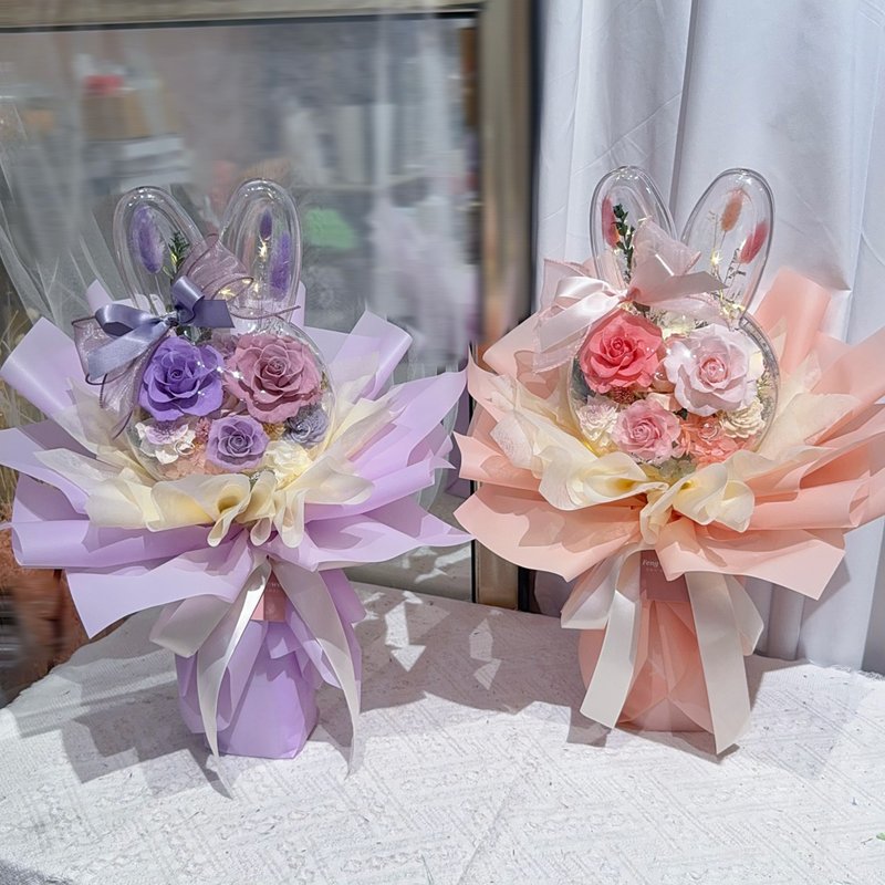 FengFlower 【壓克力兔子造型永生花束】乾燥花/永生花/送禮 - 乾燥花/永生花 - 植物．花 