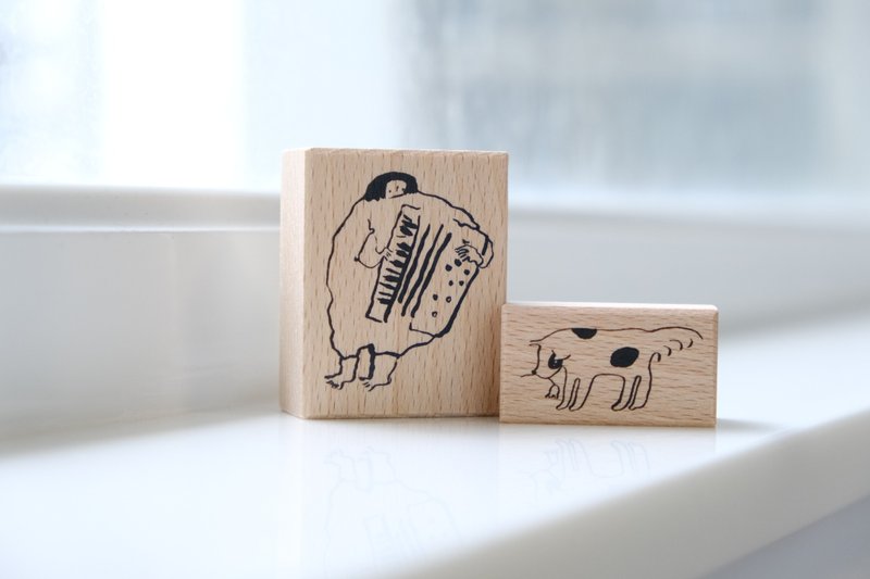 手風琴與小狗 木印章 - 印章/印台 - 木頭 