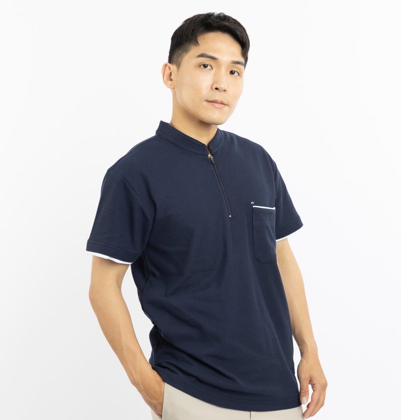 Christmas gift | Men's British luxury POLO shirt - navy blue - Men's Shirts - Cotton & Hemp Blue