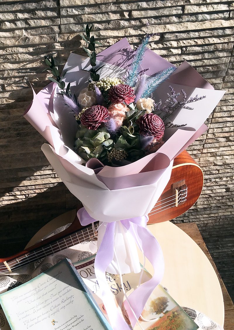 [Noble Purple Love] Bouquet / Dry Bouquet / Valentine's Day Bouquet / Sun Rose Bouquet / Rose - Dried Flowers & Bouquets - Plants & Flowers Purple