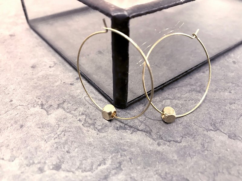 黃銅圈圈系列 | 方塊耳環 - 耳環/耳夾 - 銅/黃銅 